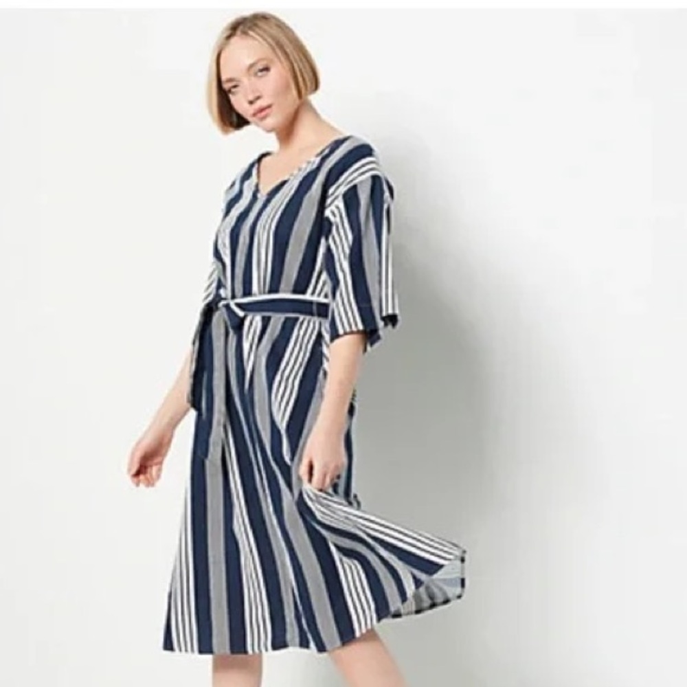 GIRL WITH CURVES Linen MIDI Dress A491871